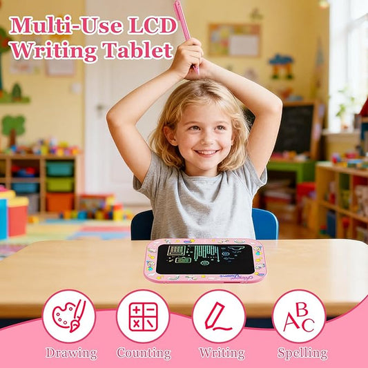 LCD Writing Tablet for Kids Toddler,12Inch Colorful Reusable Erasable Electronic Toddler Doodle Board Drawing Tablet Pads,Educational Learning Toys Gifts for 3 4 5 6 7 8 Year Old Girls ((Pink-12IN)
