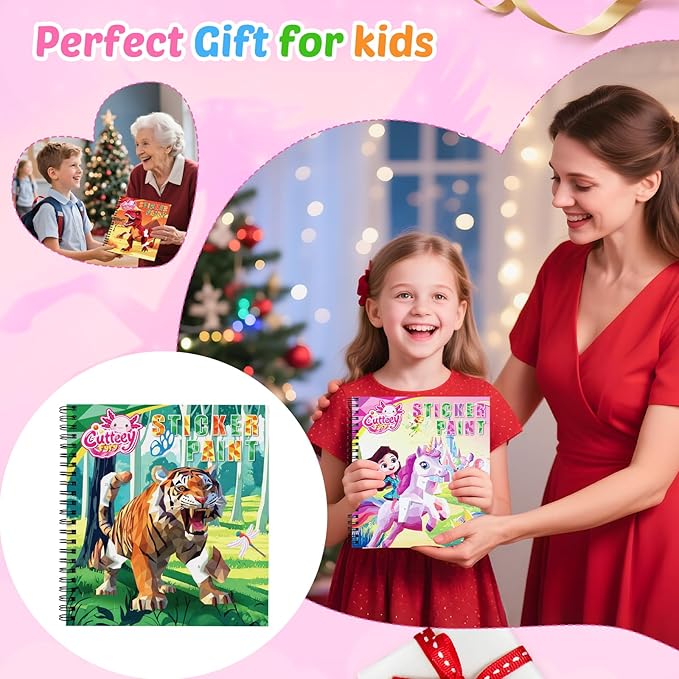 4Pcs Puzzle Sticker Book for Toddlers 3-8, Early Learning Paint by Sticker with Story - Travel Activity Puzzle Toy for Kids Screen Free Educational, Separation Anxiety - Airplane Car Road Trip Gifts