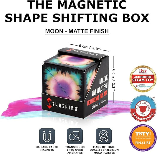 Shashibo Shape Shifting Box - Award-Winning STEM Fidget Toy with Strong Magnets - Fidget Cube Transforms Into 100+ Shapes, Christmas Stocking Stuffers Gift for Kids, Teens, and Adults (Moon)