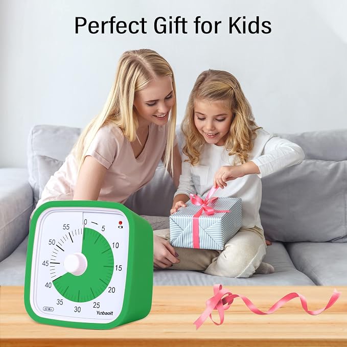 Yunbaoit Visual Timer for Kids, Silent 60-min Countdown Timer, Green Green - Image 8