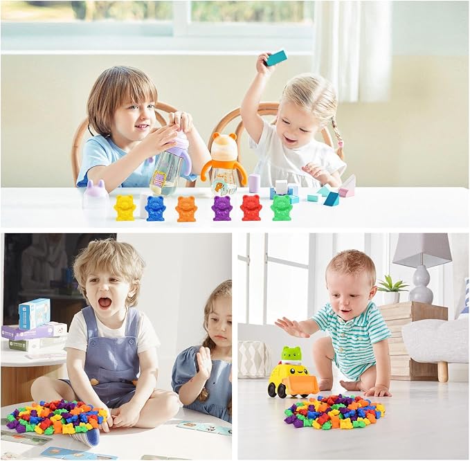 Timoo 120 Pcs Rainbow Counting Bears Math Manipulatives Color Sorting Bears Counting Bears (Green & Purple & Blue & Orange & Red & Yellow) - Image 9
