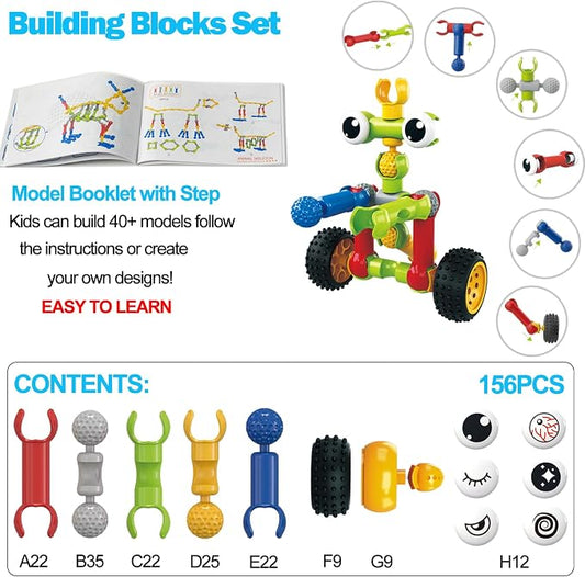 156 PCS STEM Building Blocks Toy Set for Kids 3-7, Birthday Gifts for Boys - Image 2