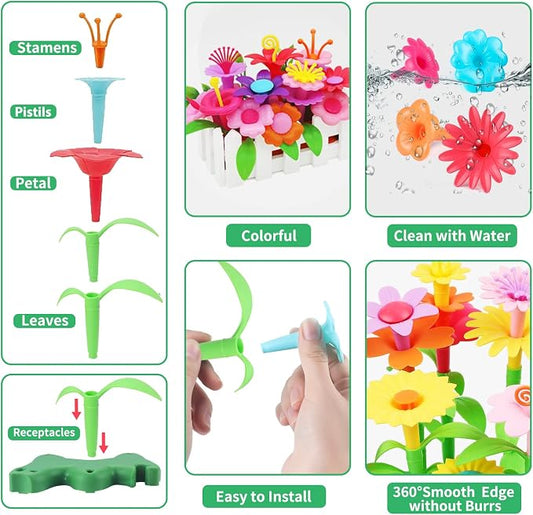 CENOVE Birthday Toys Gifts for 3 4 5 6 Years Old Boys Girls,Upgrade DIY Flower Garden Building Toy,STEM Educational Kids Toys Preschool Kindergarten Arts and Crafts Toy - Image 2