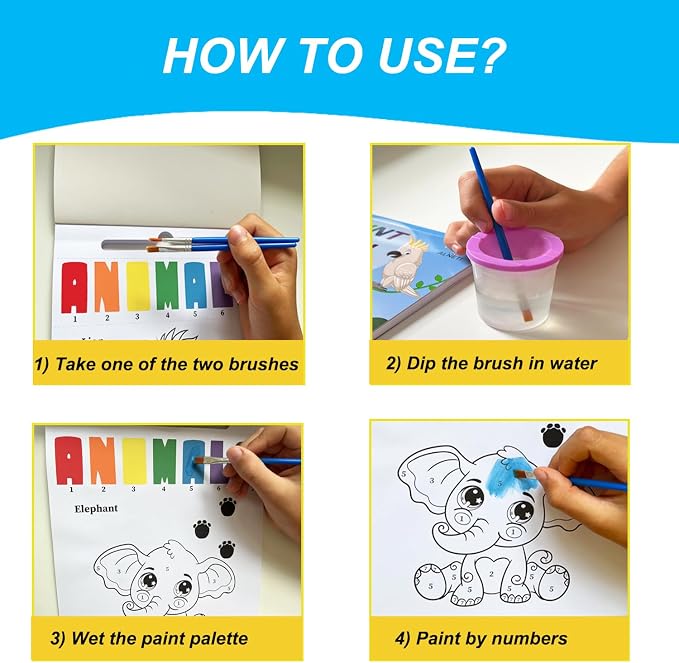 ALNETI Paint with Water Books for Toddlers - Watercolor Painting Book - Children Arts and Crafts for Kids 3 5 4 Year Old - Toddler Activities Ages 4-8 - Art Craft Kits - Water Coloring Book Animals - Image 6