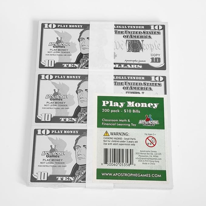 Play Money - 200Pcs $10 Bills Pretend Money for Kids, Banking Toy - Image 6