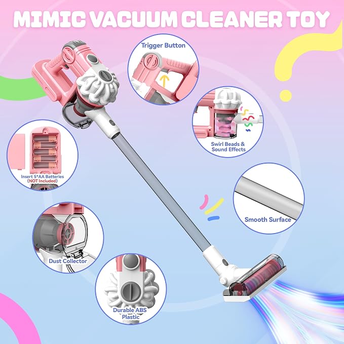 SMILESSKIDDO 3-in-1 Kids Vacuum that Really Works, Toy Vacuum for Kids - Image 7