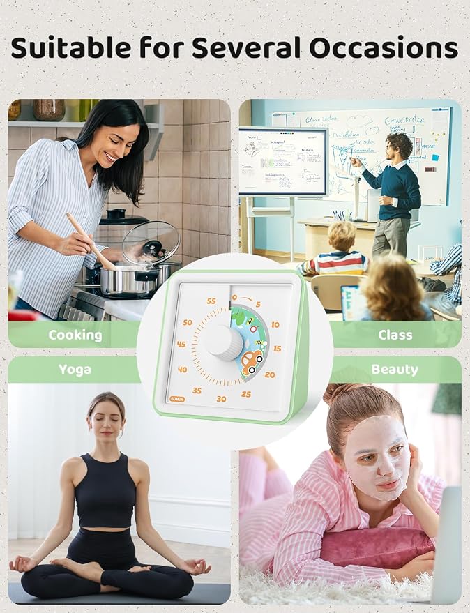 LIORQUE Visual Timer for Kids, 60 Minute Countdown Timer, Light Green - Image 7