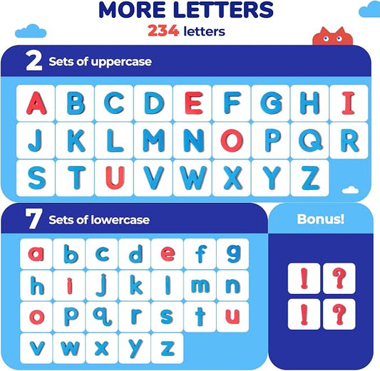 JoyCat Magnetic Letters Kit 238PCS, Double-Sided Magnet Board, Fridge ABC - Image 2