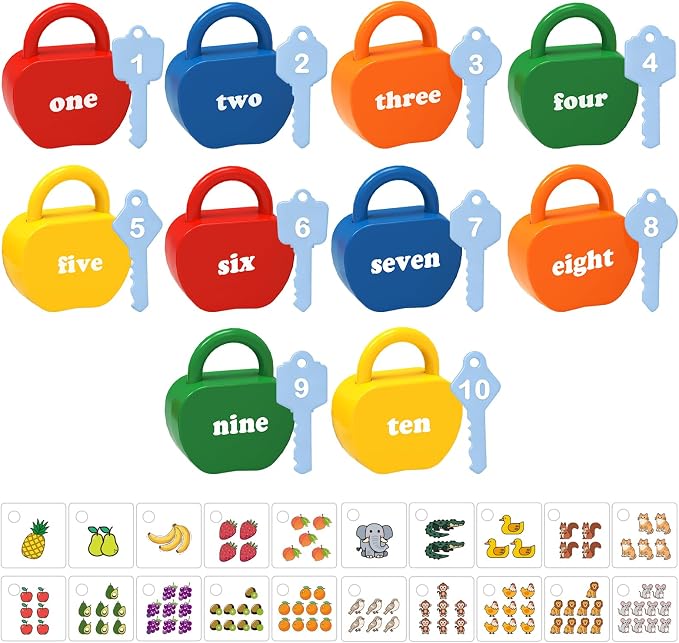 GEERAY Toddler Lock and Key Set, 10PCS Montessori Educational Toy, Numbers Matching & Counting Fine Motor Learning Lock Toys for Ages 3+, Preschool & Kindergarten Classroom Must Haves, Birthday Gifts - Image 9