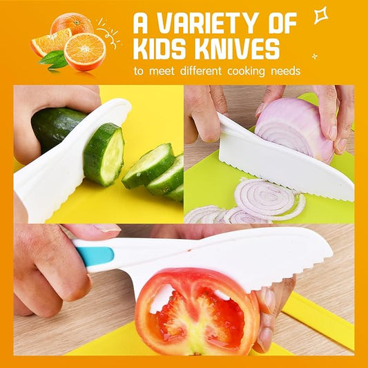 Yeeammk Montessori Toddler Knife Set-3PCS Kids Safe Knives for Real Cooking Kids Cooking Sets Real Cooking Kitchen Tools Toddler Friendly Knives - Image 2