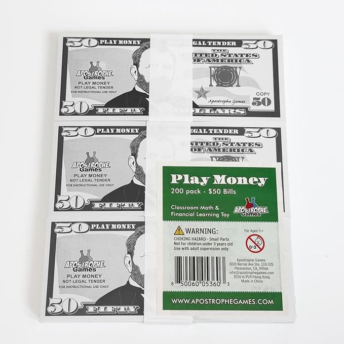 Play Money - 200Pcs $50 Bills Pretend Money for Kids, Banking Toy - Image 6