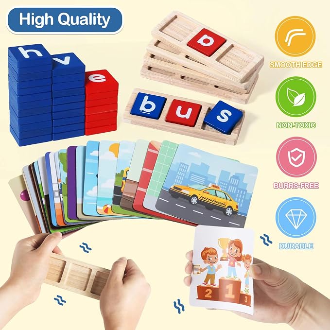 CVC Word Spelling Games, Learning Toys Gifts for 3 4 5 6 Year Old Kids - Image 8