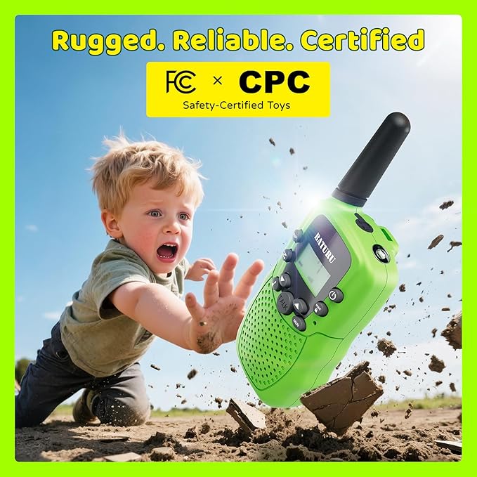 BATURU Walkie Talkies for Kids 3 Miles Long Range, Battery-Saving Walkie Talkie with Clear Sound, 22 Channels Kids Walkie Talkies 3 Pack, Stocking Stuffers for Girls Boys Age 5-10