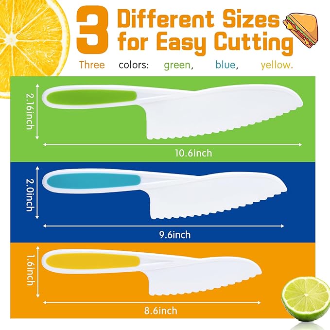Yeeammk Montessori Toddler Knife Set-3PCS Kids Safe Knives for Real Cooking Kids Cooking Sets Real Cooking Kitchen Tools Toddler Friendly Knives - Image 7