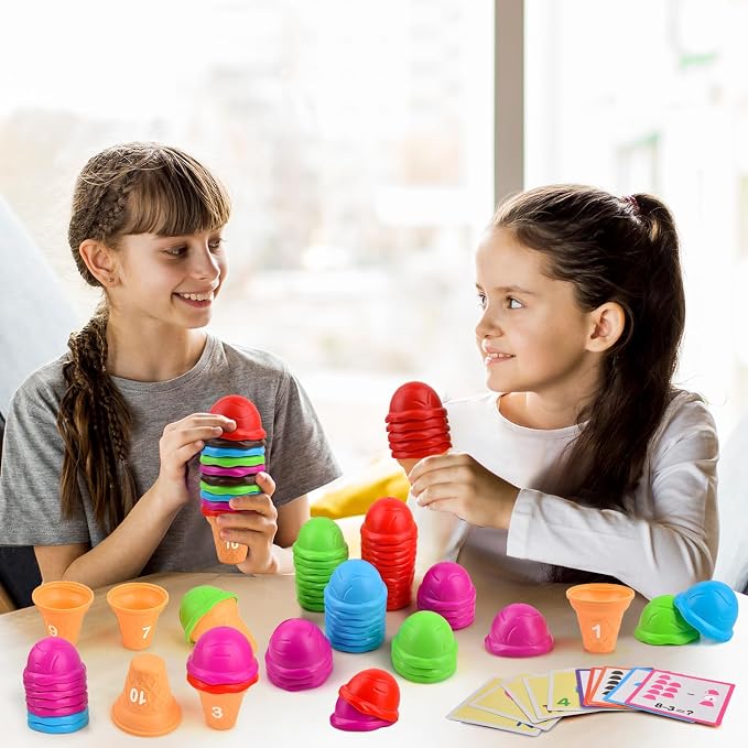 Ice Cream Counting and Color Sorting Stacking Toys for Kids Boys Girls Age 3-5,Montessori Preschool Kindergarten Learning Activities Fine Motor Skill Toys, Number Math Games Learning Toy Gifts - Image 8