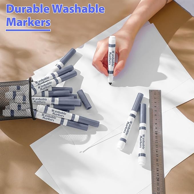 Janlaugh 36 Pcs Gray Washable Markers Bulk Coloring Broad Line Markers for Gray Conical Tip Drawing Pen for Christmas, Supplies, Travel Art Shower Gender Reveal Party Supplies, Ages 6+