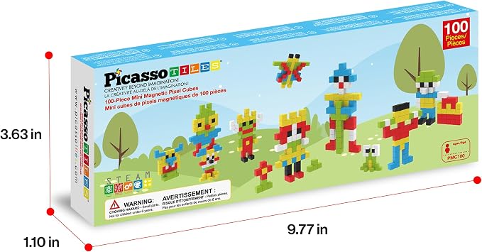 PicassoTiles 100pcs 0.5” Pixel Magnetic Puzzle Cube Mix & Match Cubes Sensory Toys STEAM Education Learning Building Block Magnets Children Construction Toy Set Stacking Magnet Creative Kit PMC100 - Image 9