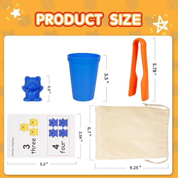 Bmag Counting Bears with Matching Sorting Cups, Preschool Learning Toys Color Recognition and Math Learning Games, STEM Educational Toy Gift for Kids Age 3 4 5 Year Old Boys Girls - Image 6