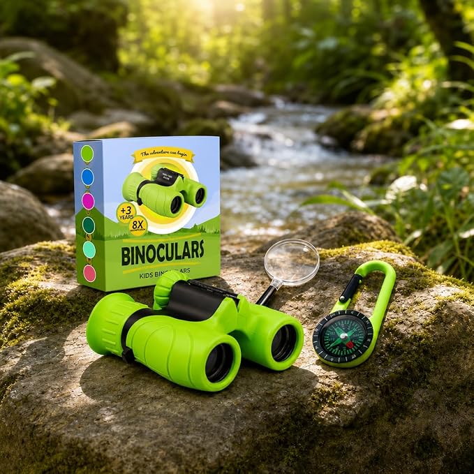 Binoculars for Kids – Perfect Toy for Little Boys and Girls – Extensive Set Incl. Magnifying Glass & Compass – Powerful Magnification 8X21 – 3 to 12 Year Old Kids for Toddler - Image 8