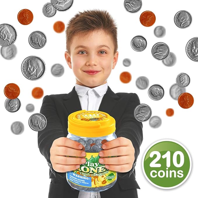 Learn & Climb Play Money Coins for Kids - 10 Half Dollars, 50 Quarters, 50 Dimes, 50 Nickels, 50 Pennies - Image 4