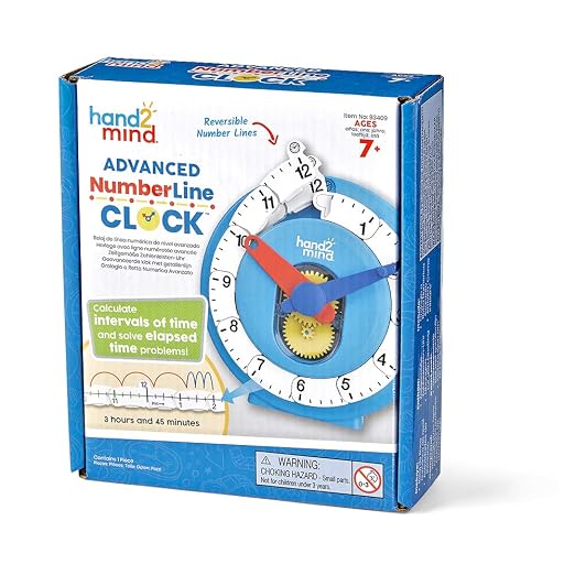 hand2mind Advanced NumberLine Clock, Learn to Tell Time, Analog Clock for Kids Learning, Number Line for Kids, Teaching to Tell Time, Math Manipulatives (Set of 1) - Image 9