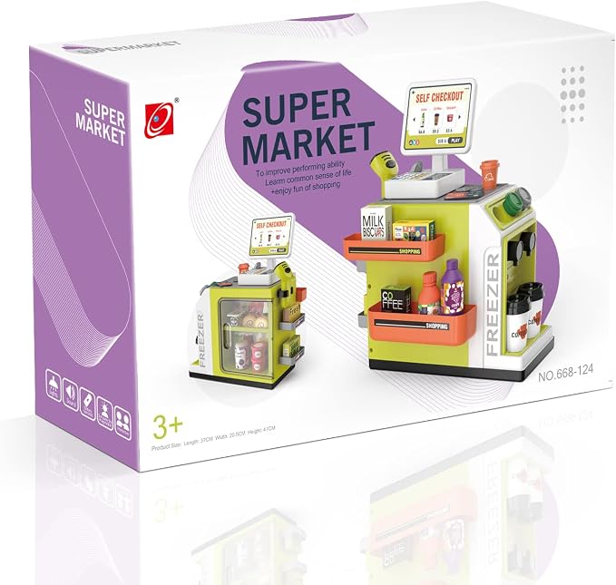 Kids Cash Register Playset - 48PCS Play Money, Calculator, Scanner,Ages 3+ - Image 7