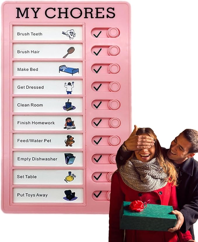Sliding Routine Chart | Chore Chart for Kids – Daily Planner with Replacement Cardboard, Visual Schedule for Children, Refrigerator Wall or Desk Mount Board, RV Travel Organizer, Task Management Tool - Image 9