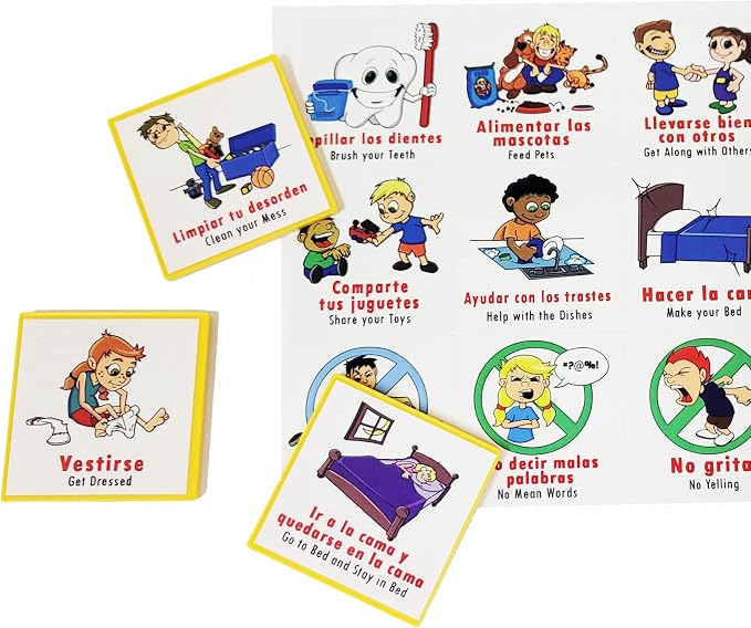 Kenson Kids Spanish English “I Can Do It” Reward and Responsibility Chart, 11 X 15.5-Inch, Daily Routine Incentive Star Chart- Visual Weekly Magnetic Chore, Behavior, and Organizational Star Chart - Image 7