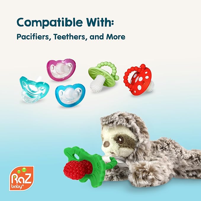 RaZbaby Panda RaZbuddy w/RaZberry Teething Relief Pacifier – Soothes Sore Gums w/Nature-Inspired Texture, 100% BPA-Free Silicone Teether, Detachable Stuffed Animal – 3 Months+ Teether, Mint