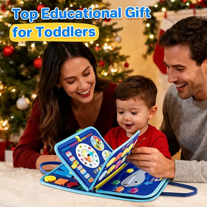 Montessori Busy Board,Busy Book Travel Toy Gifts for Toddler Boy Girl 1-3 - Image 7