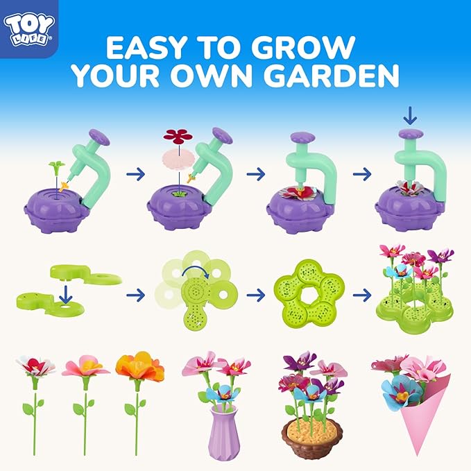 TOY Life DIY Flower Bouquet Making Kit for Girls - Creative Fabric Flower Craft Kit for Kids Ages 4-8, Educational Birthday Gift for 5, 6, 7, 8 Year Old Girls, Arts and Crafts Toys