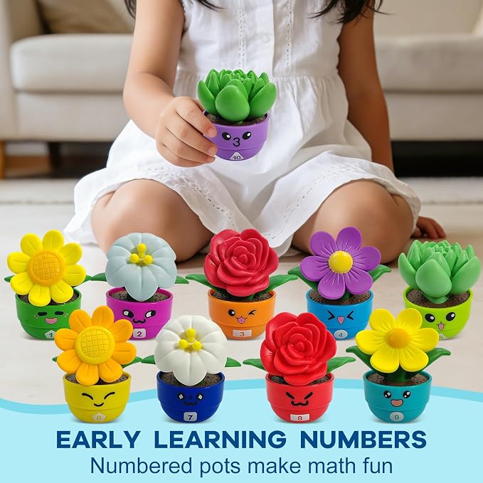 GEERAY Montessori Flower Garden Building Toy, 10 Sets Toddler Shape & Color Matching Game, Fine Motor Skills Preschool Sensory Toys, Educational Gardening Gift for 1-3 Year Old Boys Girls - Image 9