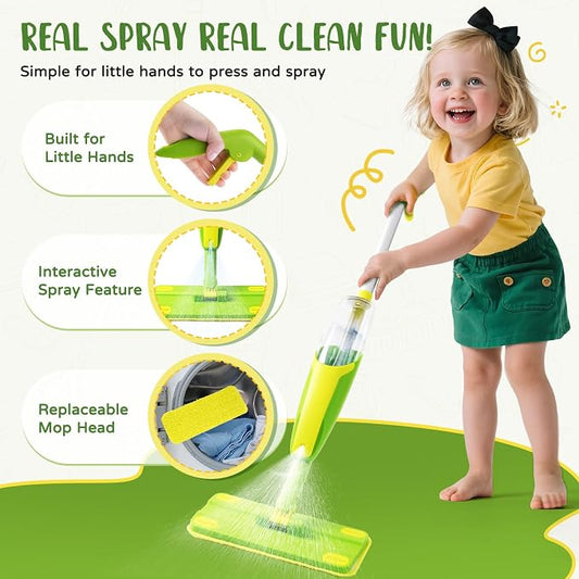 Kids Cleaning Toy Set,Mini Spray Mop Montessori Toys Pretend Play Cleaning Tool for Toddlers with Spray Mop & Kids Broom Dustpan Set Cleaning Toys Gift for Toddlers Girls Boys Age 3+ - Image 2