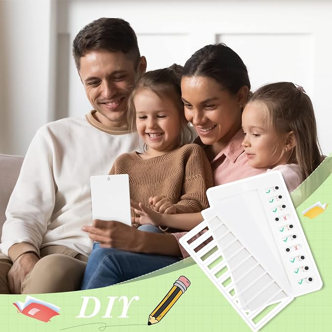 Queekay 4 Pcs Blank Chore Chart Kids Chore Chart, Plastic Checklist Board with 8 Detachable Cardstock to Do List for Home Routine Planning (White, Pink, Blue, Green) - Image 7