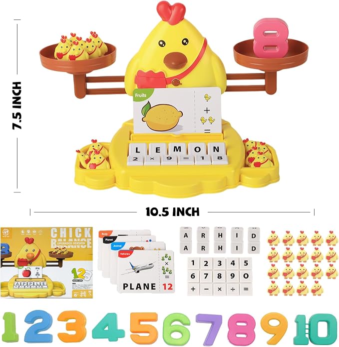 Snugzy Chicken Balance Counting Toys Math Game Montessori Toys Learning Games for Kids Educational Toy Gifts for Boys Girls Age 5-7 - Image 7