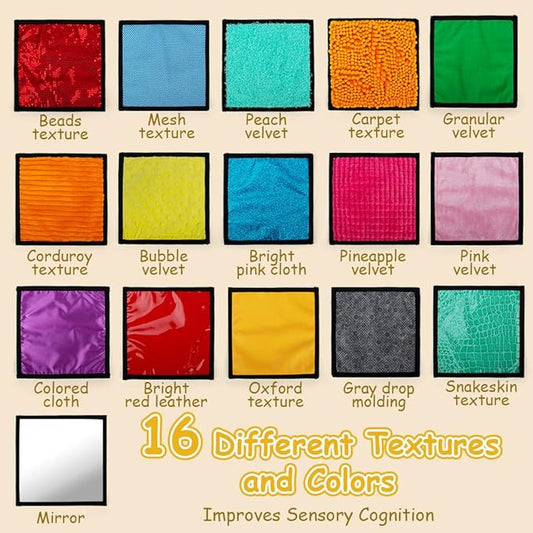 16 Set Sensory Mini Mats Assorted Textured Sensory Floor Tiles - Sensory Walls, Early Sensory Exercise Sensory Mats Sensory Toys for Autistic Children Kids Baby Toddler Fidgeting Activity