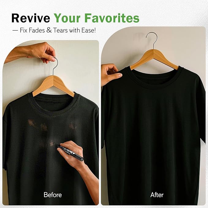 Black Fabric Markers - Dual-Tip Fabric Markers Permanent for Clothes - Non-Toxic Fabric Paint Pens for Personalizing Shirts Bags Hats Canvas, and Textiles