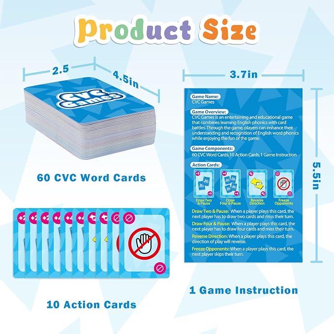 Torlam Phonics Games for Kids, CVC Word Games Learn to Read Spelling Reading Sight Word Flash Cards, Speech Therapy Toys Kindergarten Classroom Must Have Learning Activities Homeschool Supplies - Image 7