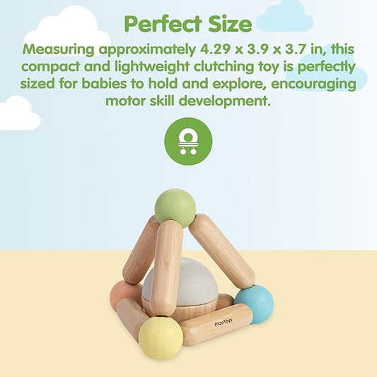 PlanToys® Triangle Clutching Toy Wooden Sensory Grasping Tool in Pastel Colours | Montessori Fine Motor & Coordination Activity for Tactile Exploration | Eco-Friendly Educational Toy