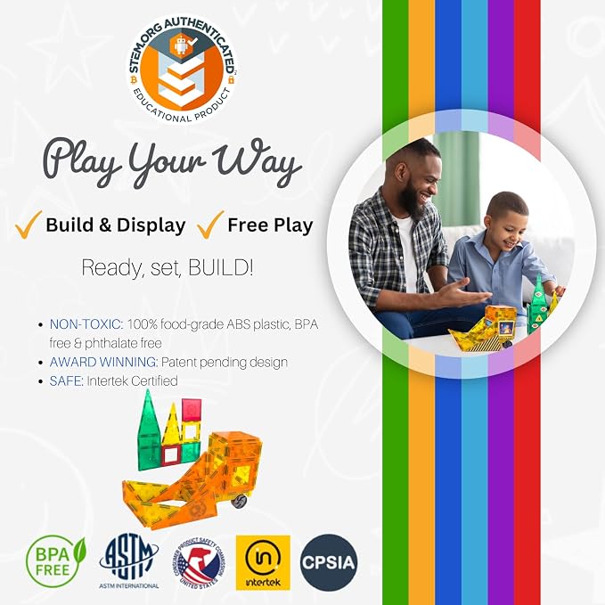 Tytan Tiles Construction Site & Trucks 60-Piece Magnetic Tiles Building Set, Fun Kids’ STEM Toy, Creative Play, Shape & Pattern Recognition, Fine Motor Skills, Includes Storage Bag, Ages 3 and Up - Image 9
