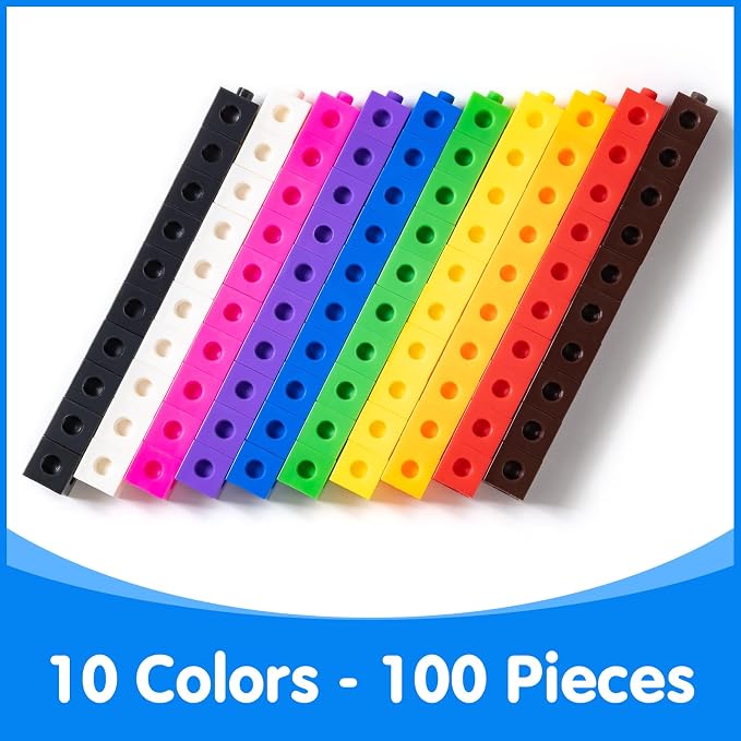 100 Pcs Math Linking Cubes with 384 Cartoon Stickers - Image 7
