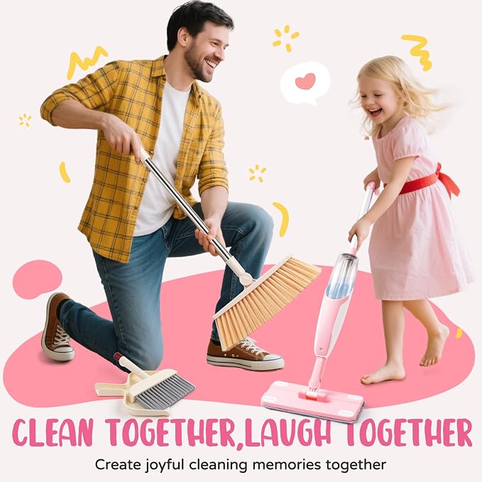 Kids Cleaning Toy Set,Pink Mini Spray Mop Montessori Toys Pretend Play Cleaning Tool for Toddlers with Spray Mop & Kids Broom Dustpan Set Cleaning Toys Gift for Toddlers Girls Boys Age 3+ - Image 7