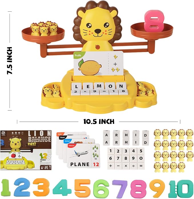 Snugzy Lion Balance Counting Toys Math Game Montessori Toys Learning Games for Kids Educational Toy Gifts for Boys Girls Age 5-7 - Image 7
