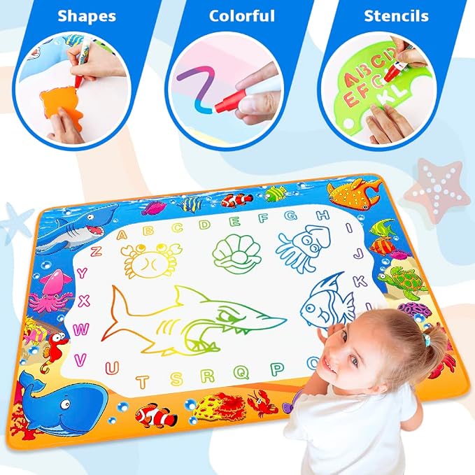 Water Doodle Mat - Kids Color Painting Toy, Gift Set for Toddlers 3-7 - Image 6