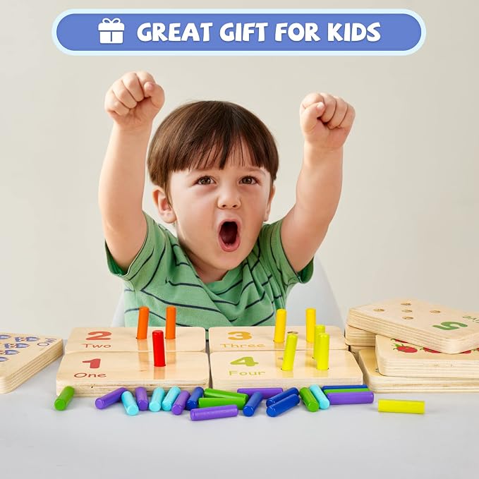 Wooden Montessori Number Blocks for Kids, Counting Peg Board for Kids Age 3 4 5,Preschool Learning Toys,Ideal for Kids 3 4 5 Years Old - Image 6