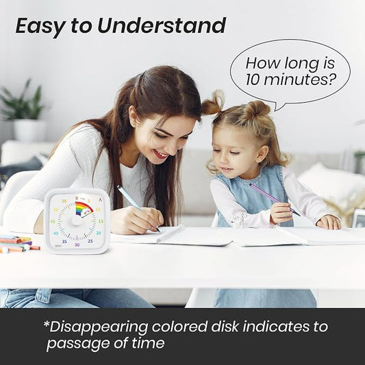 Yunbaoit Rainbow Visual Timer for Kids, 60-min Countdown Timer, White - Image 2