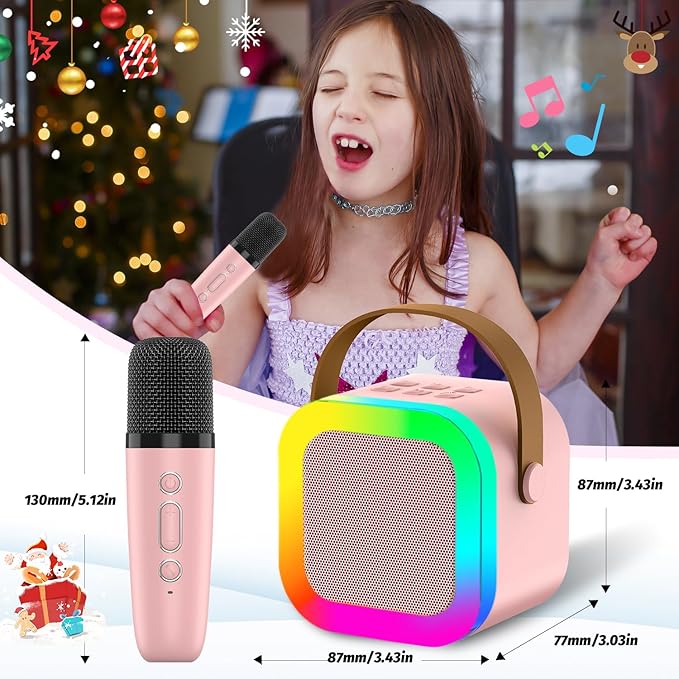 Kids Karaoke Microphone Machine Toy, 4-12 Years Old Girls Christmas Birthday Gift for Girls, Karaoke Toys Gifts for Girls Ages 4, 5, 6, 7, 8, 9, 10, 12 +Year Old Birthday Party. (Pink)