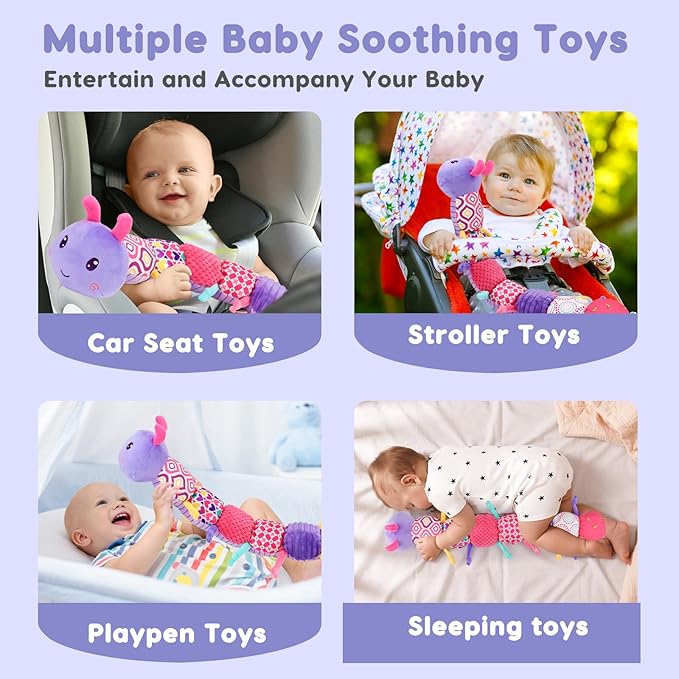 Baby Girl Toys 0-3-6 Months Musical Stuffed Animals Plush Caterpillar Toy with Crinkle Rattles Tummy Time Sensory Learning Toys for Infants 6-9-12 Months Newborn Girls Boys Shower Gifts