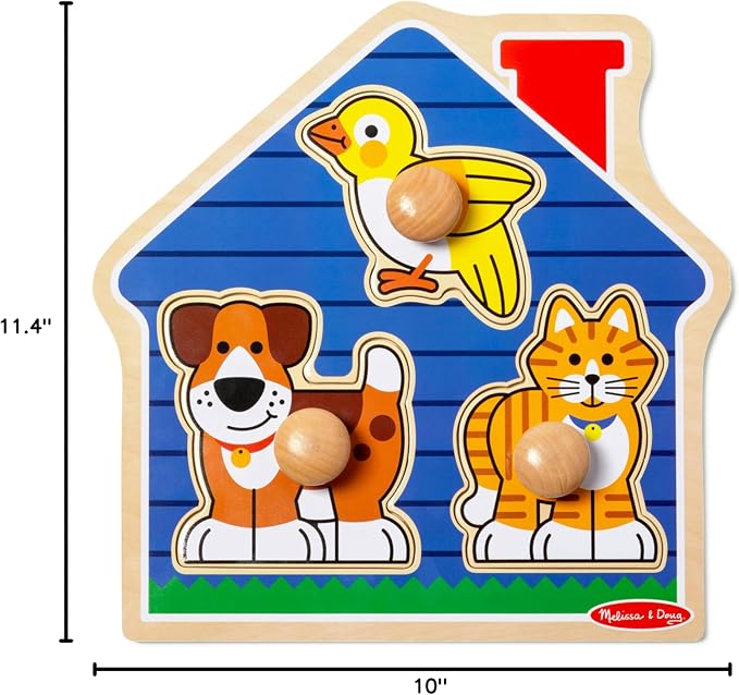 Melissa & Doug Pet Animals Jumbo Knob Puzzle, Wooden Peg Puzzle for Toddlers, Educational Toy for Shape Recognition and Fine Motor Skills, Ages 1+ - Image 10