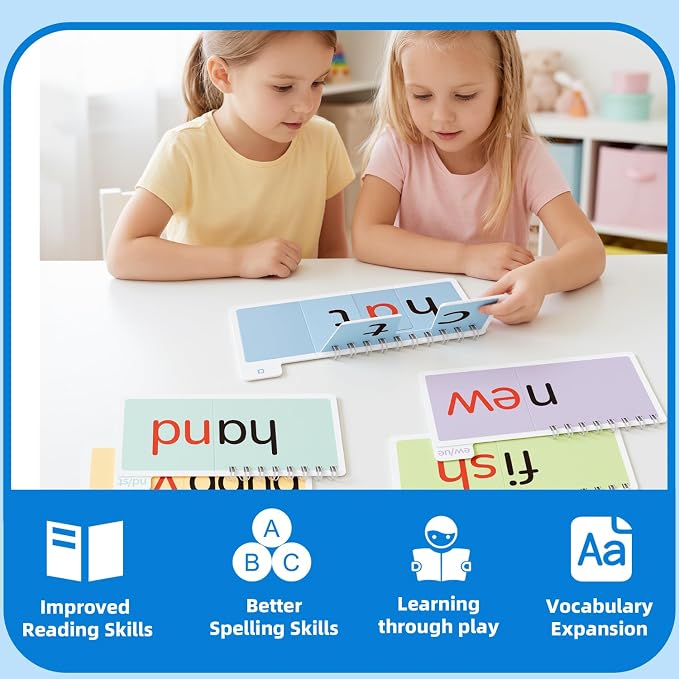42 Read and Rhyme Flip Books,Phonics Word Family Build Book Learn to Read Phonics Flash Cards,Sight Words Flash Cards Kindergarten Reading Books,Flip Book Word Games for Preschool Learning Activities - Image 7